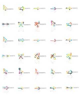 Doğrusal ok simgeleri, ince çizgili tasarım kümesi