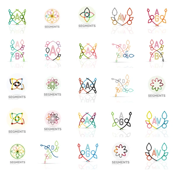 Lineaire abstracte logo's, brieven, swirls — Stockvector