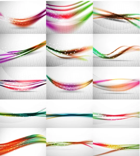 Set of blurred flowing waves backgrounds — Stock Vector