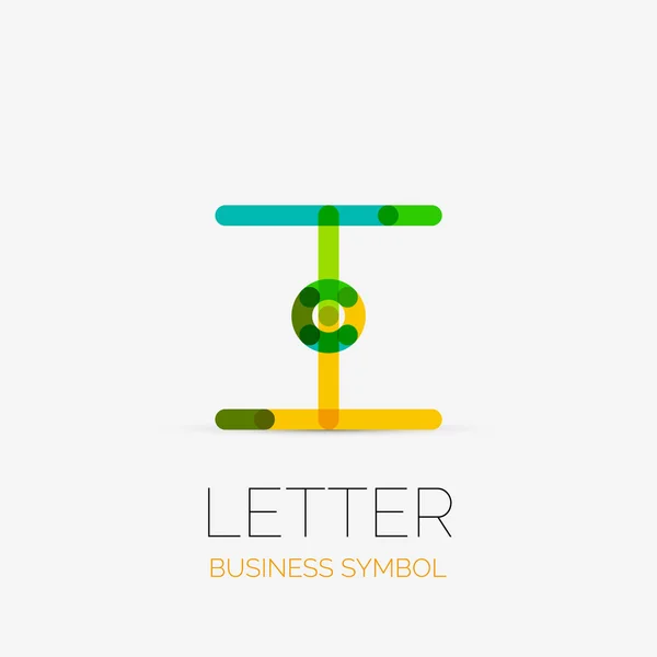 Minimalistic linear business icons, logos, made of multicolored line segments. Universal symbols for any concept or idea. Futuristic hi-tech, technology element set — Stock Vector