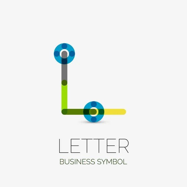 Minimalistisk linear business ikoner, logotyper, gjord av mångfärgade linjesegment. Universella symboler för konceptet eller idé. Futuristisk hi-tech, teknik element set — Stock vektor