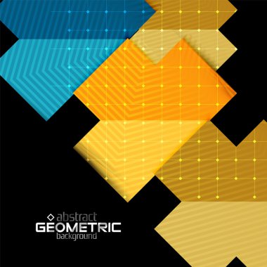 Doku siyah renkli geometrik şekillerle. Modern futuristik soyut tasarım şablonu