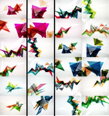 Üçgen tasarım geometrik soyut arka planlar, origami Stil kümesi