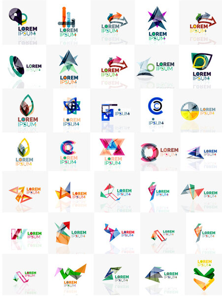 Mega set of paper logo abstract geometrical shapes