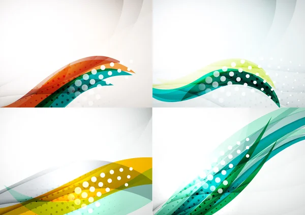 Conjunto de fondos abstractos. Elegantes líneas decoradas de colores y olas con copyspace para su mensaje — Vector de stock