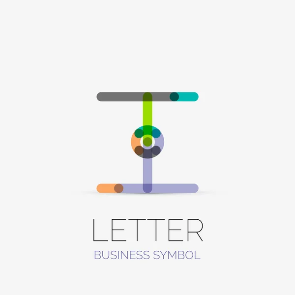 Minimalistic linear business icons, logos, made of multicolored line segments. Universal symbols for any concept or idea. Futuristic hi-tech, technology element set — Stock Vector
