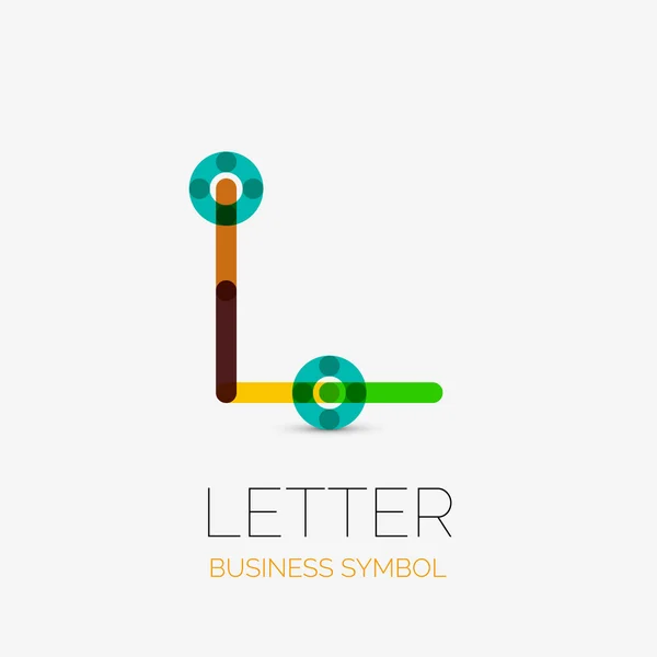 Minimalistic linear business icons, logos, made of multicolored line segments. Universal symbols for any concept or idea. Futuristic hi-tech, technology element set — Stock Vector