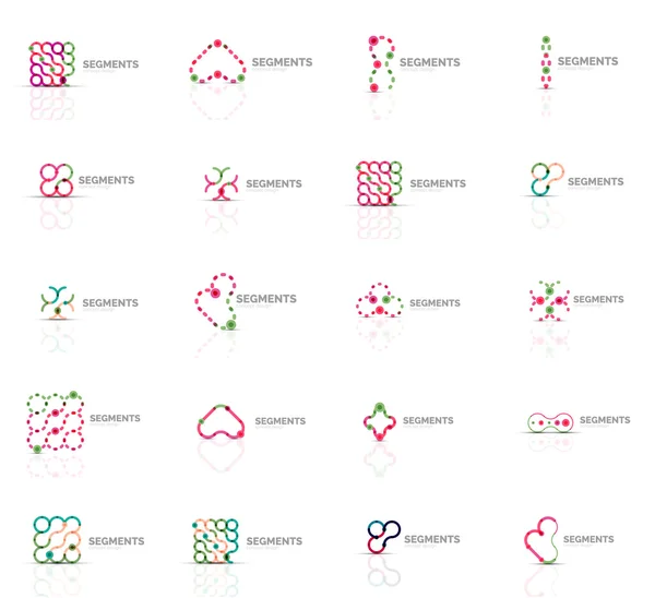 Conjunto de logotipos abstratos lineares. Rodar, círculo, loop infinito e outros conceitos. Modelos de marca de logotipo — Vetor de Stock
