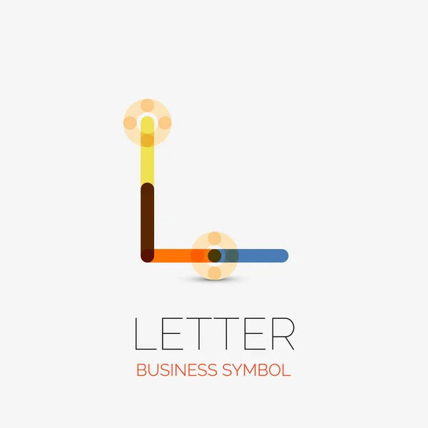 Minimalistic linear business icons, logos, made of multicolored line segments. Universal symbols for any concept or idea. Futuristic hi-tech, technology element set — Stock Vector