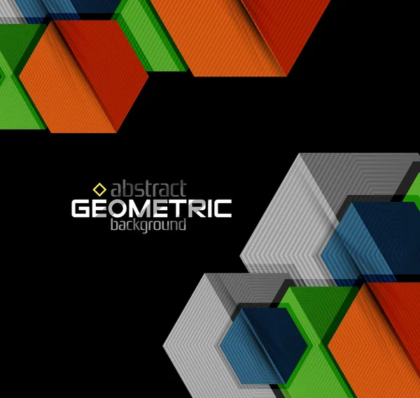 Vektorfarbe geometrische Formen auf schwarzem Hintergrund — Stockvektor