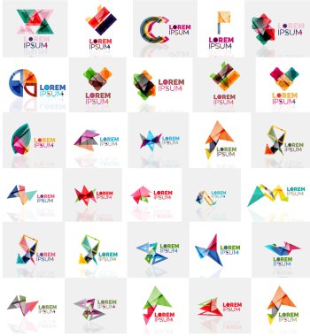 Renkli soyut origami logoları koleksiyonu