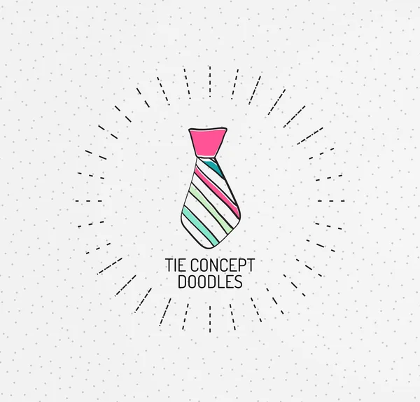 Stropdas concept. Veelkleurige handgetekende doodles, pictogram, stempel vector — Stockvector