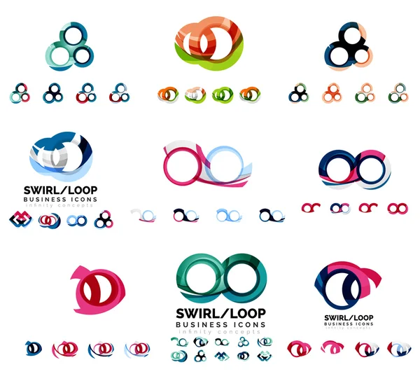 Set di modelli di marchio logotipo aziendale, icone del concetto di loop a spirale infinito isolate su bianco — Vettoriale Stock