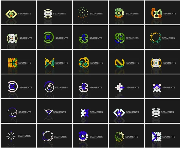 Conjunto de logotipos abstractos lineales y formas de remolino. Emblema de la empresa, icono de negocio — Vector de stock