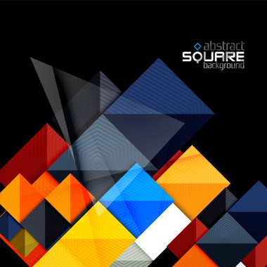 Siyah parlak renkli kareler. Geometrik arka plan