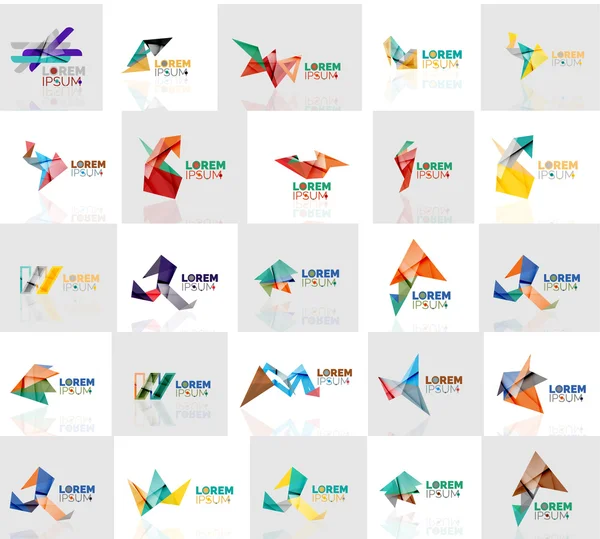 Colección de coloridos logotipos abstractos de origami — Vector de stock