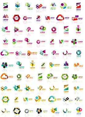 Kağıt tarzı cam efektleri geometrik şekillerle. Kurumsal soyut logo tasarım simgesi kavramları