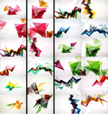 Üçgen tasarım geometrik soyut arka planlar, origami Stil kümesi