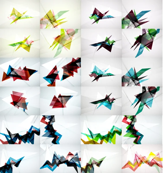 Conjunto de fondos abstractos geométricos de diseño triangular, estilo origami — Vector de stock
