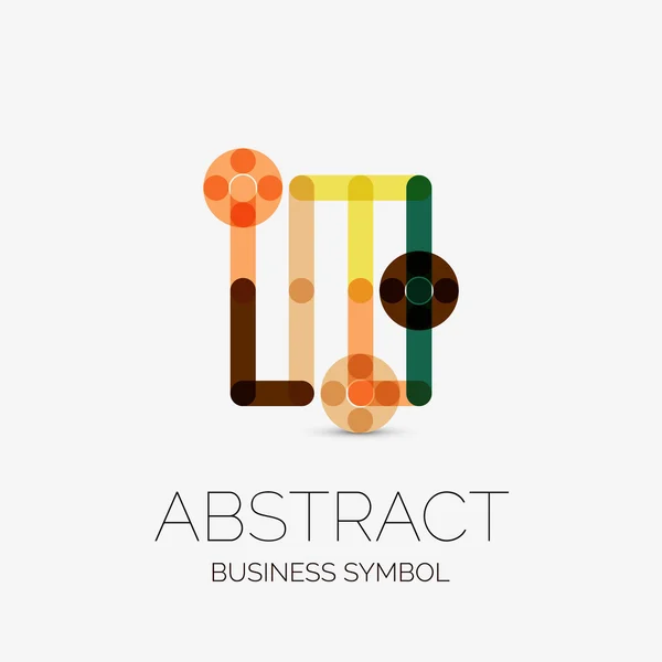 Icônes d'affaires linéaires minimalistes, logos, faits de segments de ligne multicolores. Symboles universels pour tout concept ou idée. Futuriste hi-tech, ensemble d'éléments technologiques — Image vectorielle