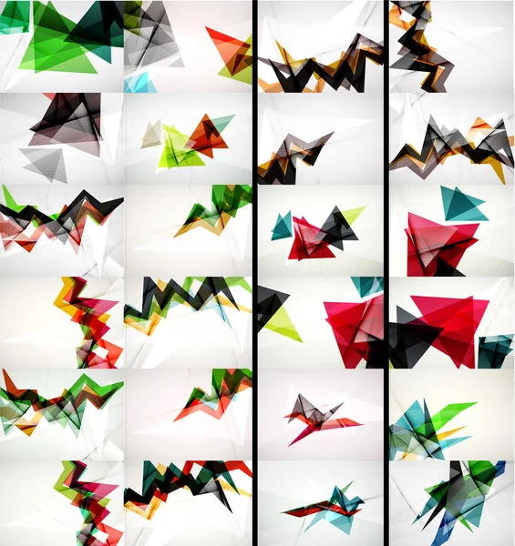 Reihe von Dreieck-Design geometrische abstrakte Hintergründe, Origami-Stil — Stockvektor