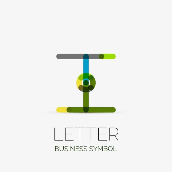 Minimalistic linear business icons, logos, made of multicolored line segments. Universal symbols for any concept or idea. Futuristic hi-tech, technology element set — Stock Vector