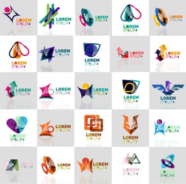 Renkli soyut origami logoları koleksiyonu