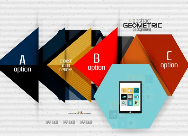 Abstracte info banner met opties, geometrische papier stijl — Stockvector
