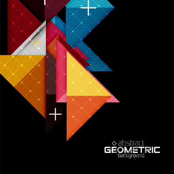 Forme geometrice colorate cu textură pe negru. Șablon modern de design abstract futurist — Vector de stoc