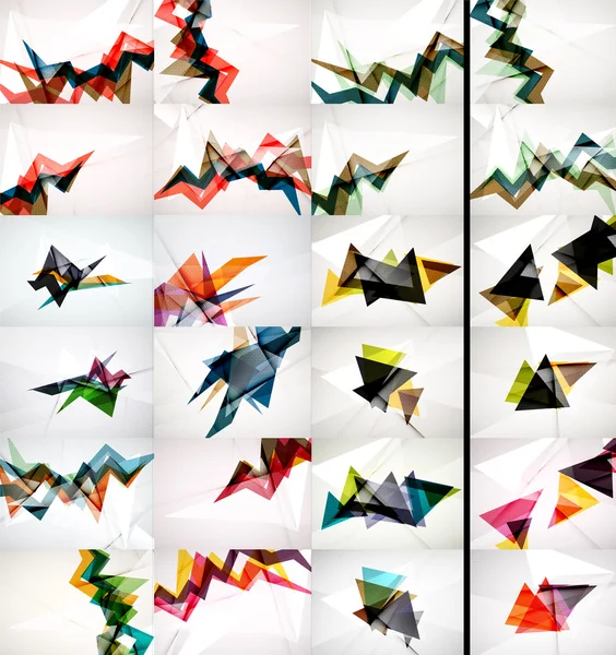 Reihe von Dreieck-Design geometrische abstrakte Hintergründe, Origami-Stil — Stockvektor