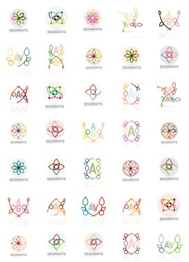 Dizi Vektör Lineer logotypes, geometrik soyut semboller, zarif simgeleri