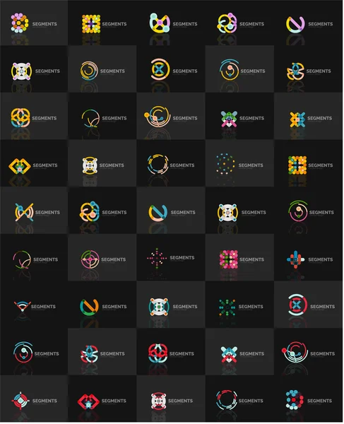 Conjunto de logotipos lineales vectoriales, símbolos abstractos geométricos, iconos elegantes — Vector de stock