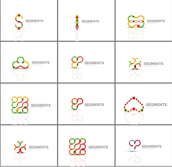 Reihe von linearen abstrakten Logos und Wirbelformen. Firmenemblem, Unternehmensikone — Stockvektor