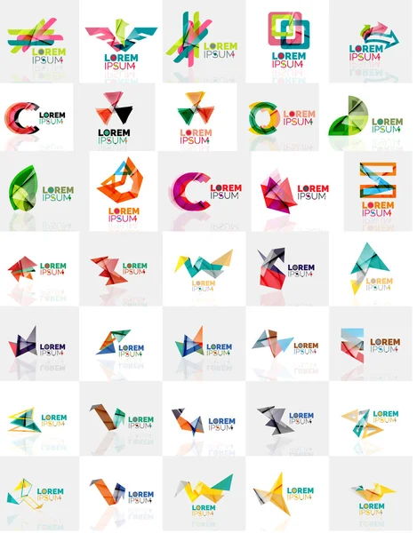 Coleção de logotipos de origami abstrato colorido — Vetor de Stock