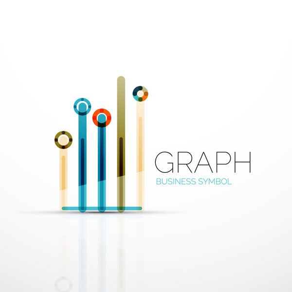 Abstract logo idea, linear chart or graph  business icon. Creative vector logotype design template