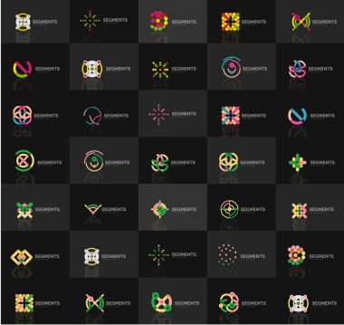 Dizi Vektör Lineer logotypes, geometrik soyut semboller, zarif simgeleri