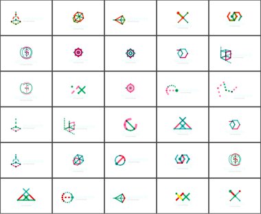 Doğrusal soyut logoları ayarla ve şekiller girdap. Şirket amblemi, iş simgesi