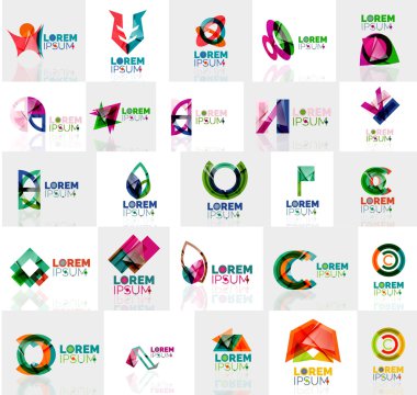 Renkli soyut origami logoları koleksiyonu