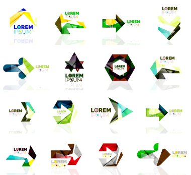 Logo koymak, soyut geometrik iş ikonları/simgeleri, kağıt tarzı parlak elemanları ile