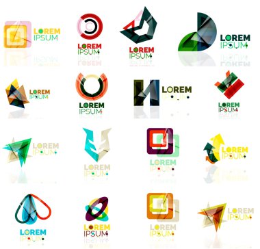 Logo koymak, soyut geometrik iş ikonları/simgeleri, kağıt tarzı parlak elemanları ile