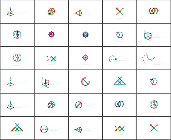 Ensemble de logos abstraits linéaires et de formes tourbillonnantes. Emblème de l'entreprise, icône d'affaires — Image vectorielle