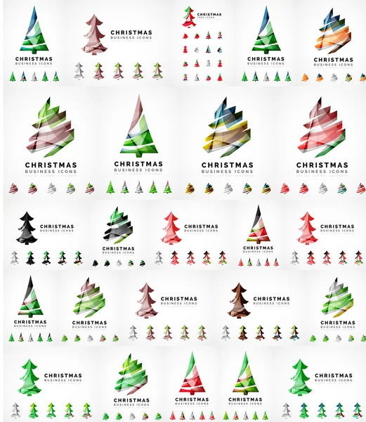 Vector Christmas tree pictogramserie. Geometrisch ontwerp — Stockvector