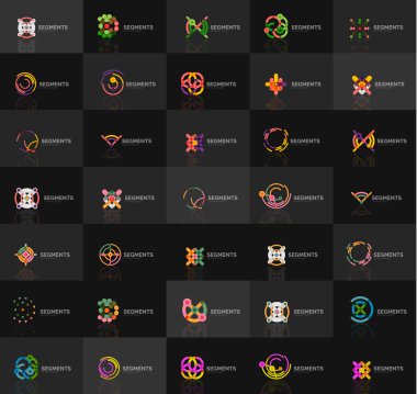 Dizi Vektör Lineer logotypes, geometrik soyut semboller, zarif simgeleri