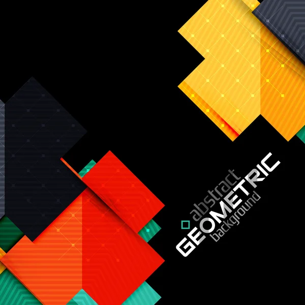 Цветные геометрические фигуры с текстурой на черном. Современный футуристический абстрактный шаблон — стоковый вектор