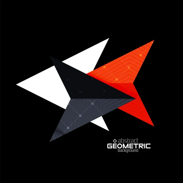 Färgglada geometriska former med textur på svart. Modern futuristisk abstrakt designmall — Stock vektor