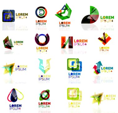 Logo koymak, soyut geometrik iş ikonları/simgeleri, kağıt tarzı parlak elemanları ile