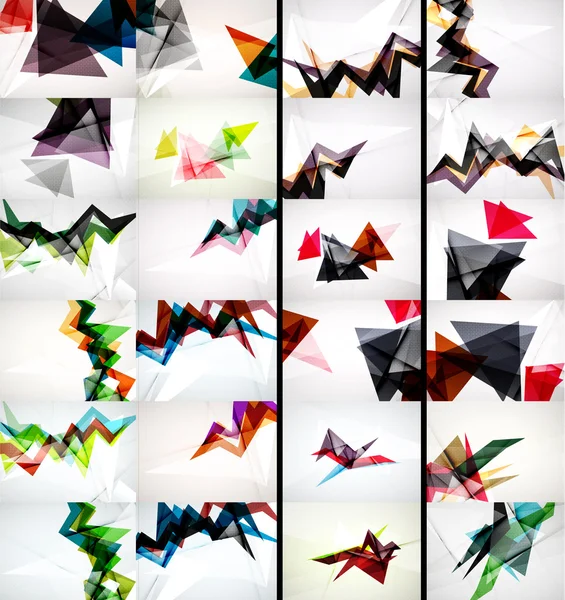 三角形的一整套设计几何抽象背景，折纸样式 — 图库矢量图片