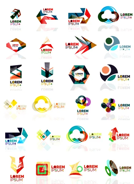 Logo sada, abstraktní geometrická obchodu ikon, styl papír s lesklým prvky — Stockový vektor