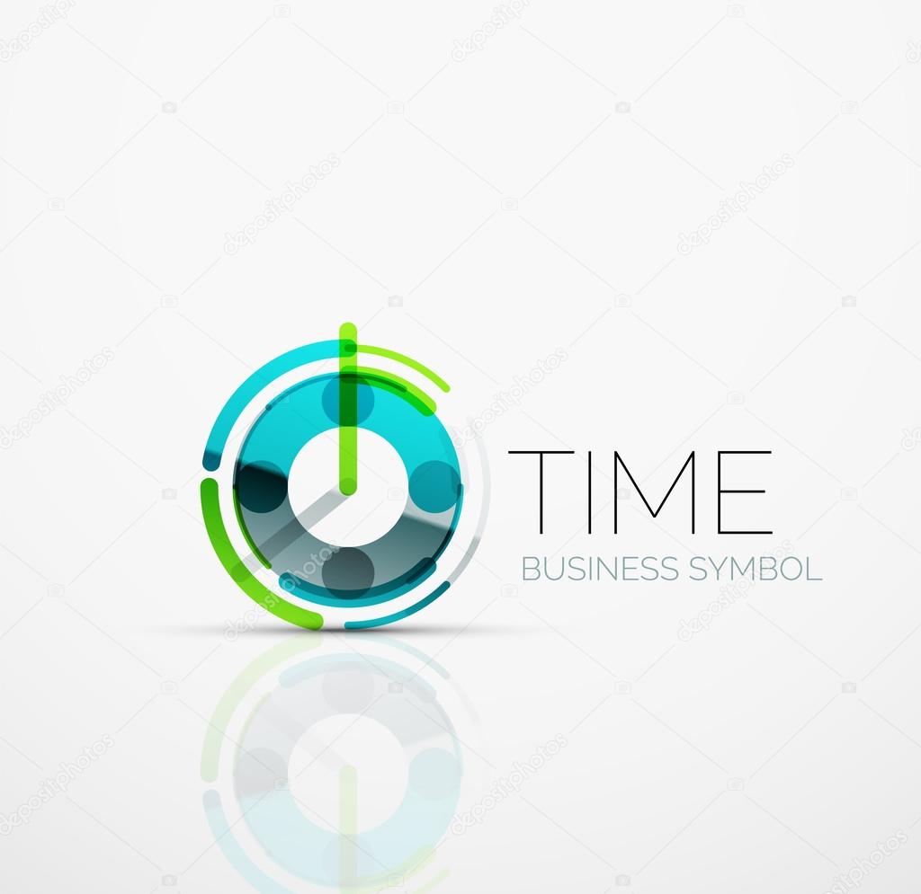 Vector abstract logo idea, time concept or clock business icon. Creative logotype design template made of overlapping multicolored line segments