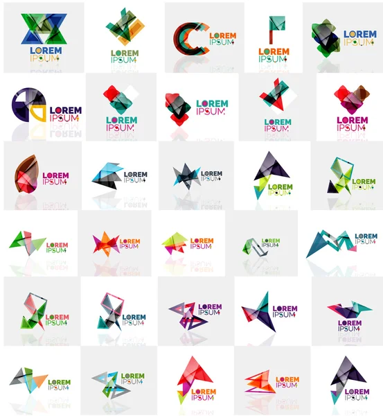 Samling av färgstarka abstrakt origami logotyper — Stock vektor